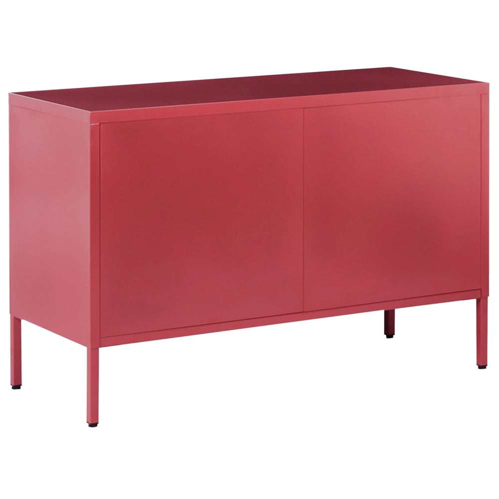 Credenza a 2 ante in acciaio rosso Home Office Mobili Ripiani Tappi per gambe Design industriale