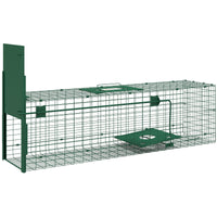 Gabbia Trappola per Animali Piccoli 100x25x28 cm conPorta e Maniglia in Acciaio Verde Scuro