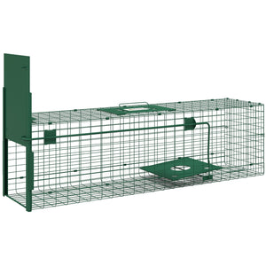 Gabbia Trappola per Animali Piccoli 100x25x28 cm conPorta e Maniglia in Acciaio Verde Scuro