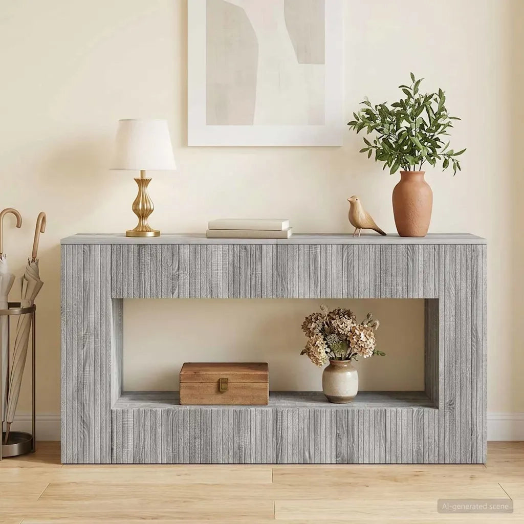 Tavolo consolle Rigato Sonoma grigia 155 x 29 x 74 cm