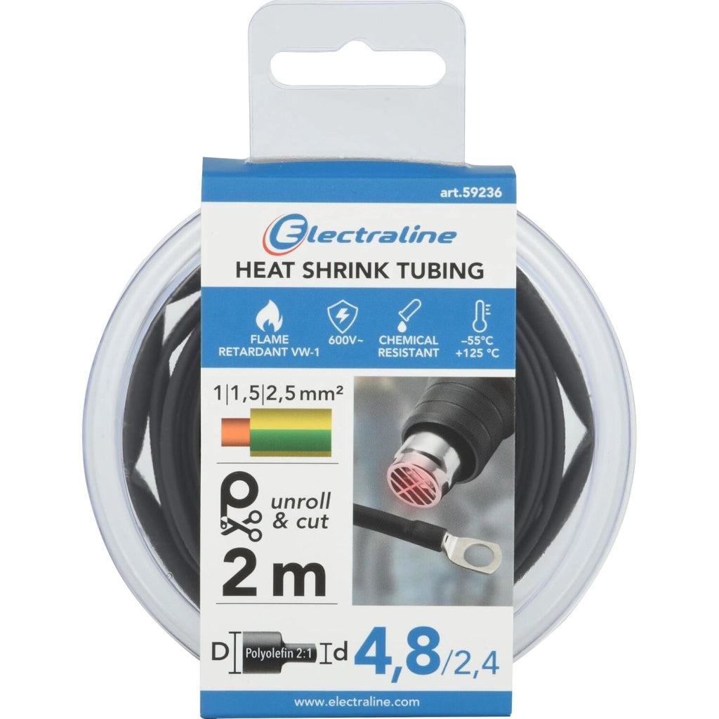 GUAINA TERMORESTRINGENTE 2M D.4,8/2,4MM NERA.