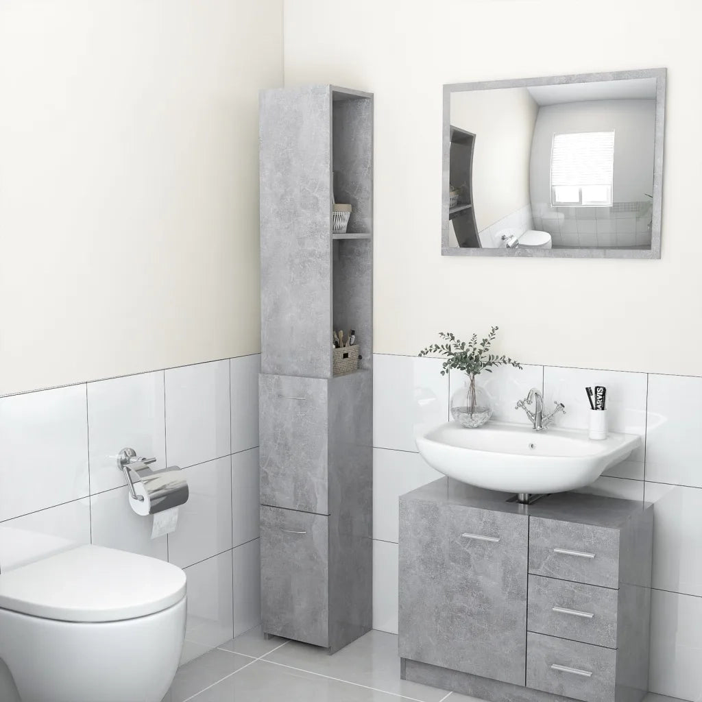 Armadio da Bagno Grigio Cemento 25x25x170 cm in Truciolato cod mxl 11781