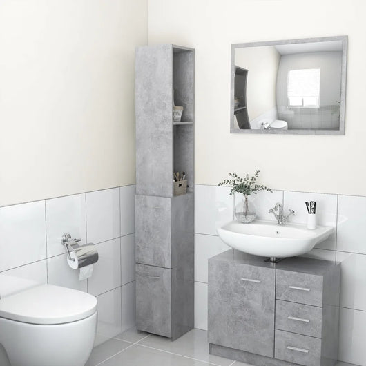 Armadio da Bagno Grigio Cemento 25x25x170 cm in Truciolato cod mxl 11781