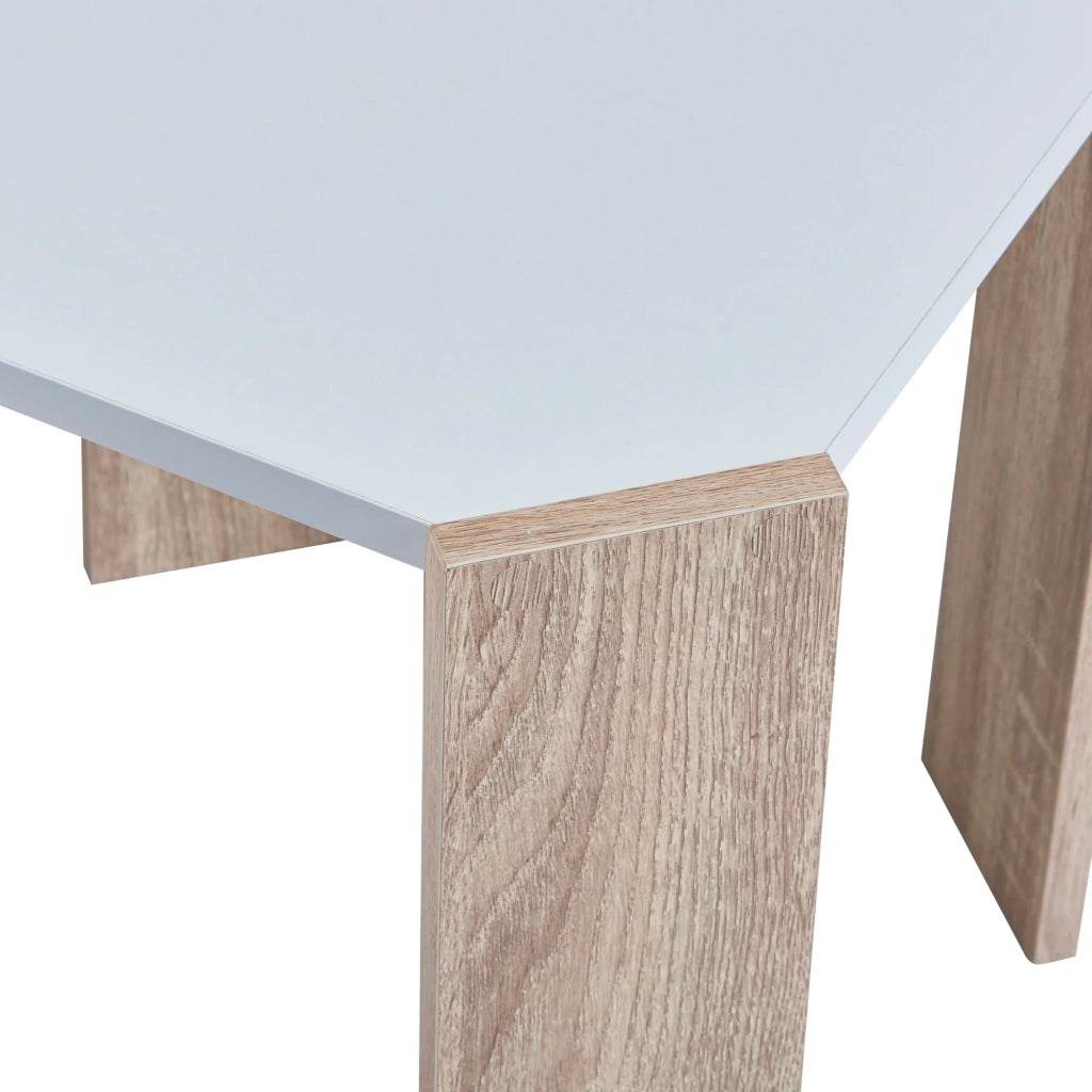 Set di 3 tavolini impilabili bianchi con effetto rovere 03_0009400