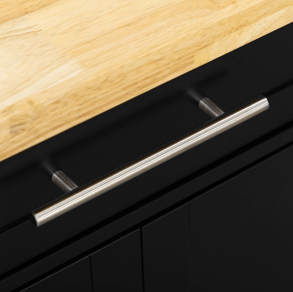 carrello da cucina 109x40x89 cm nero con cassetto e ruote