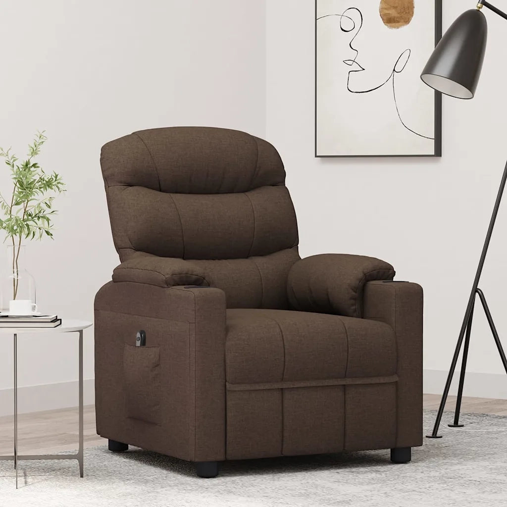Poltrona Elettrica Reclinabile Marrone Scuro in Tessuto 3143496