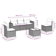 Set Divano da Giardino 6 pz con Cuscini Beige in Polyrattan