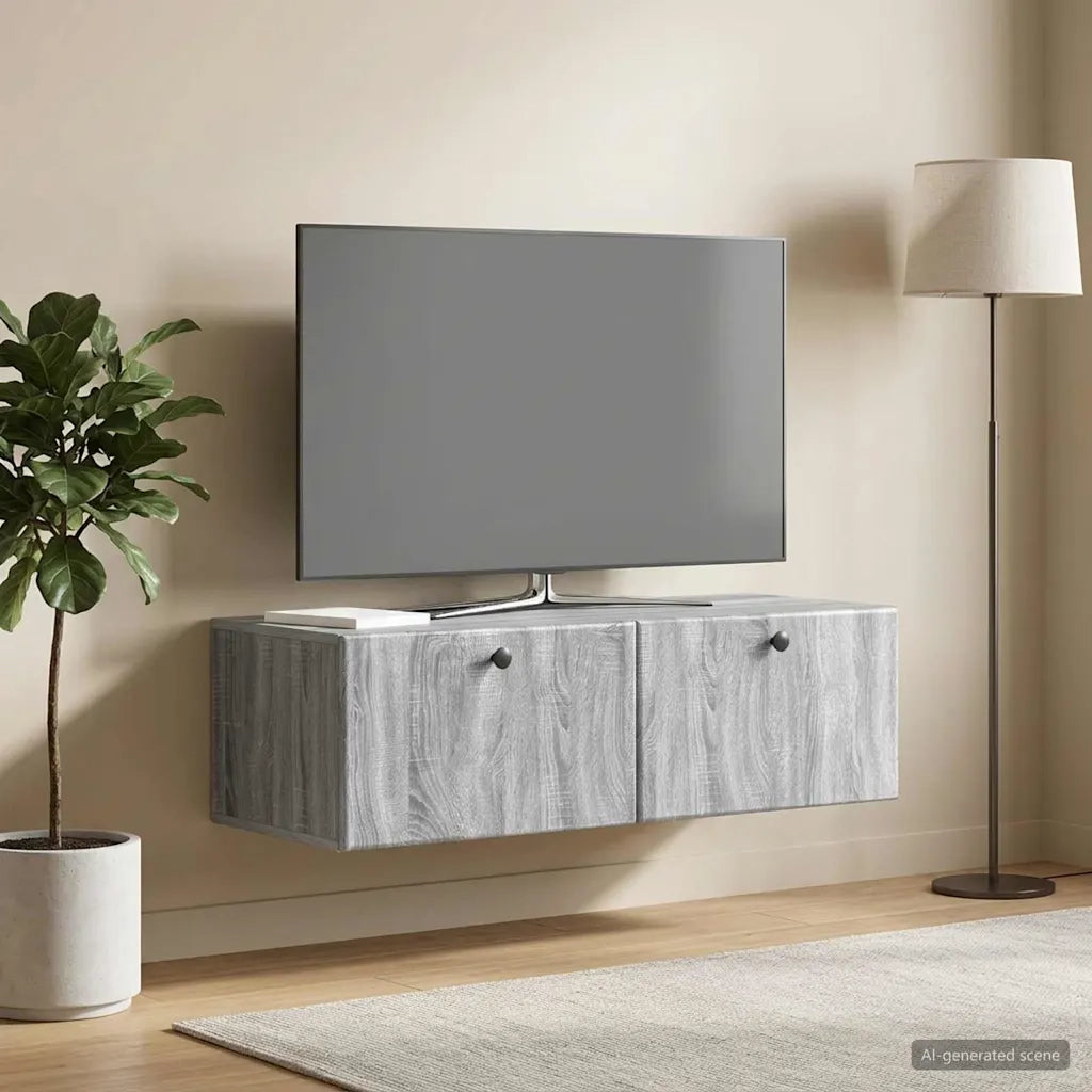 Mobile Porta TV da Muro 98 x 41 x 30 cm Sonoma grigio 899211
