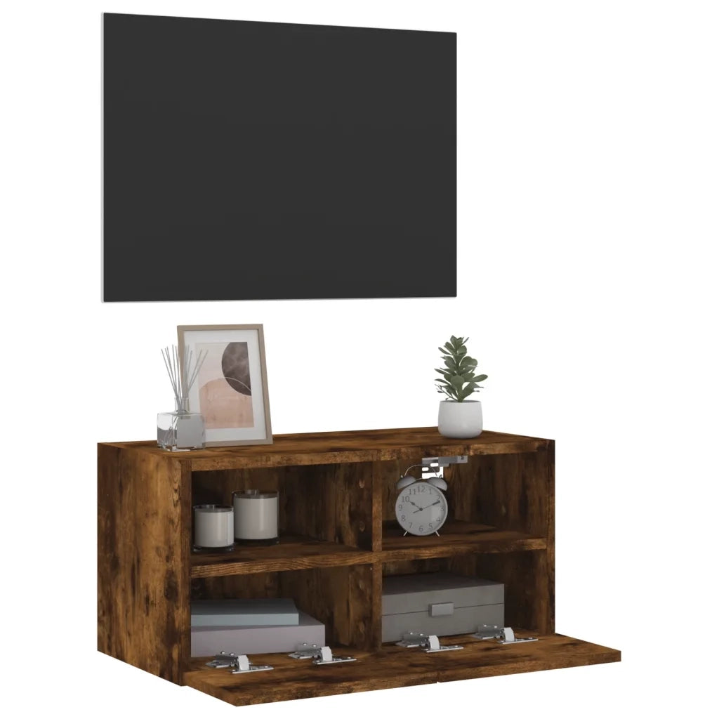 Mobile TV a Parete | Armadietto TV | Mobile Porta TV Rovere Fumo 60x30x30 cm in Legno Multistrato