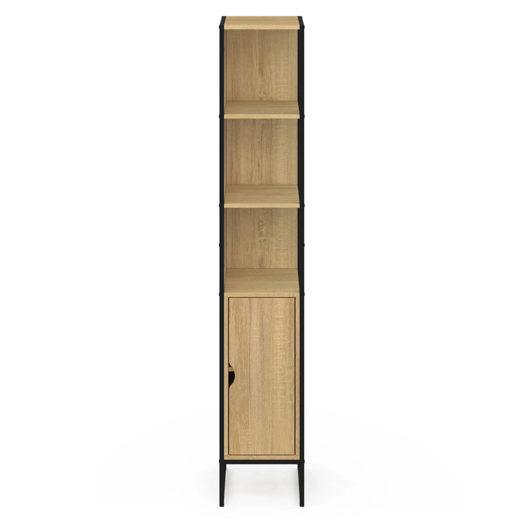 IDMarket - DETROIT Mueble de baño de 1 puerta con espejo y estantes de diseño industrial
