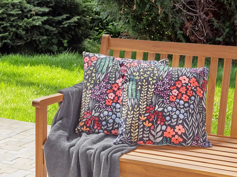 Set di 2 cuscini da esterno in poliestere multicolore 45 x 45 cm Cuscino quadrato con stampa floreale da giardino Patio