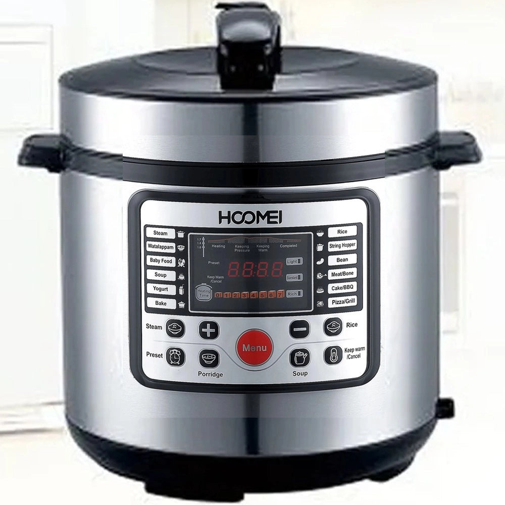 Trade Shop - Pentola A Pressione Elettrica Multifunzione 900w 5lt Antiaderente 12 Cotture -