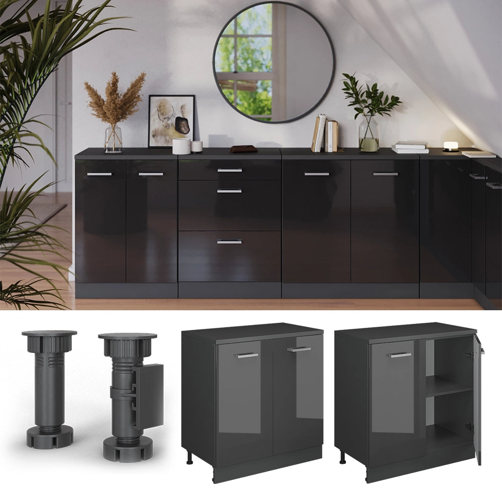 Mobile per mansarda Rion Antracite lucido/Antracite 80 x 83.8 cm senza inclinazione con 2 ante Vicco