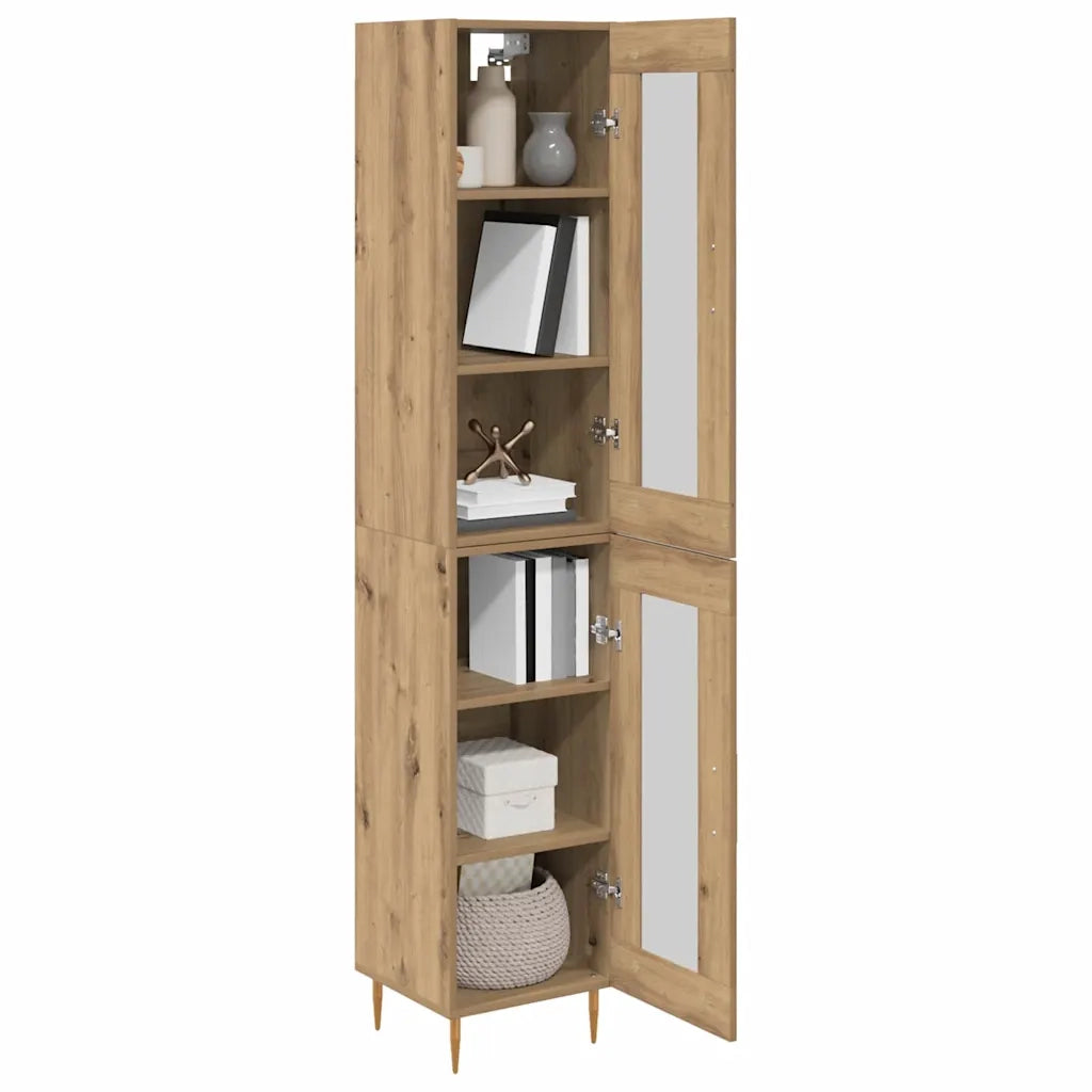 Credenza 2 pz-Set di 2 Buffet-Armadio da cucina Rovere artigianale Vetro