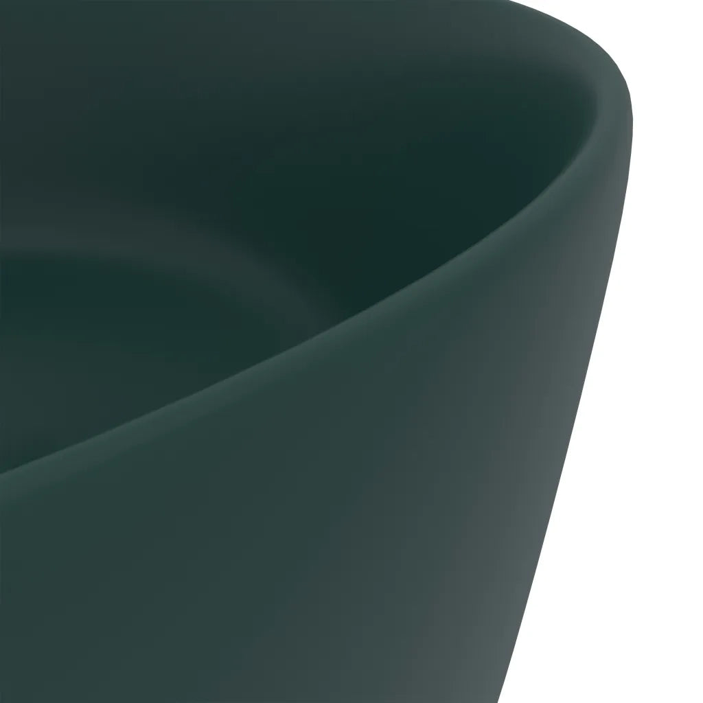 Lavandino Lusso Rotondo Verde Scuro Opaco 40x15 cm in Ceramica 147014