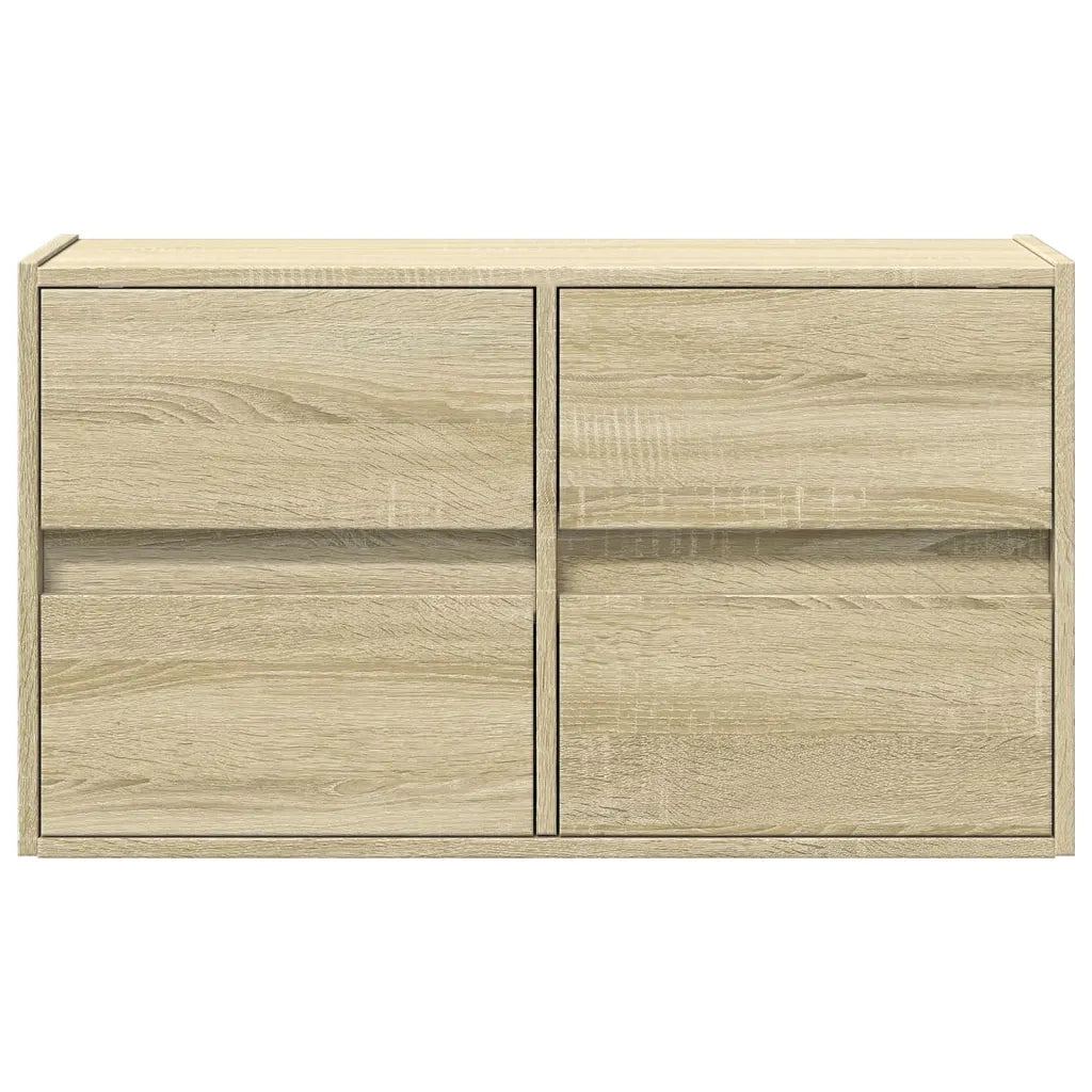 vidaXL Mobile TV a Parete con Luci LED Rovere Sonoma 80x31x45 cm
