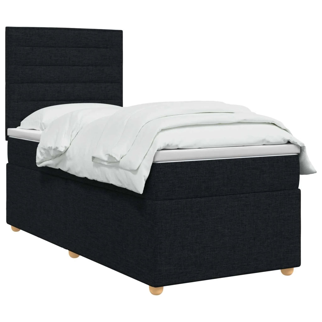 Letto box spring con materasso Nero 90 x 200 cm Tessuto 3453790
