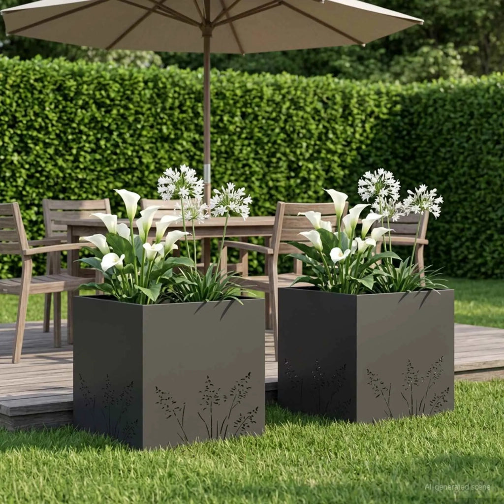 Vaso da giardino 2 pz Nero 50 x 50 x 49 cm 8005793