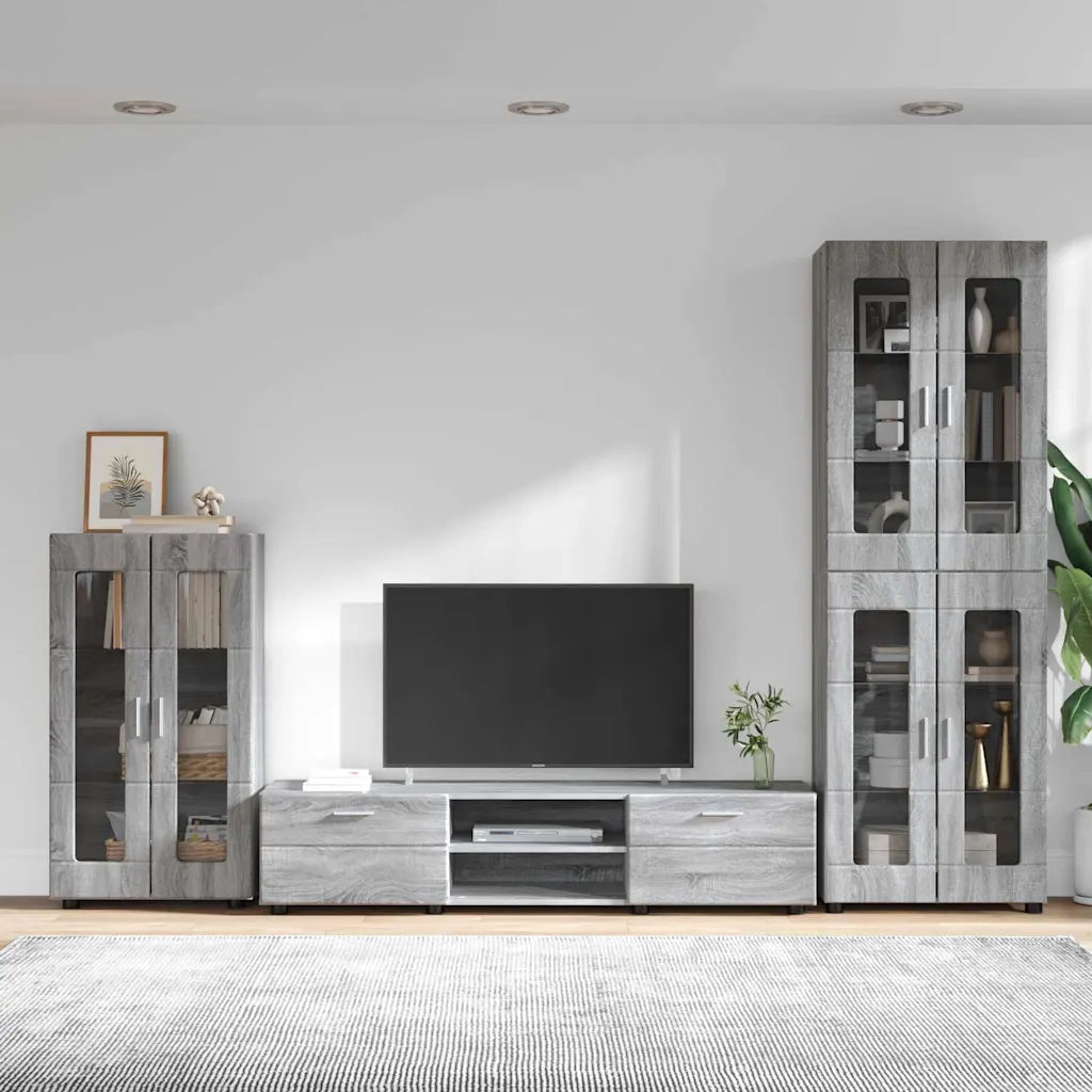 Set mobile TV con porta FLORIN Grigio Sonoma Legno multistrato