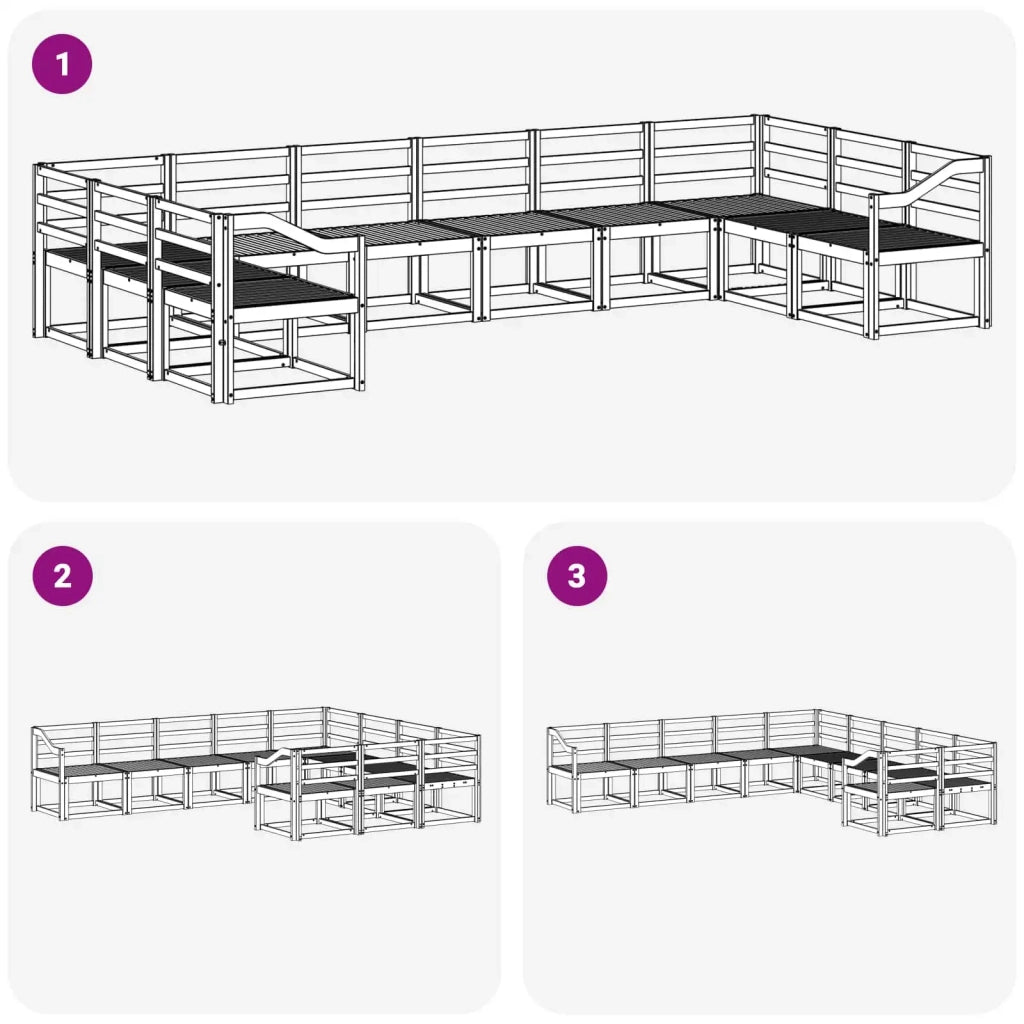 Set di divani da esterno 10 pcs Bianco Legno di Acacia Massello 3388303