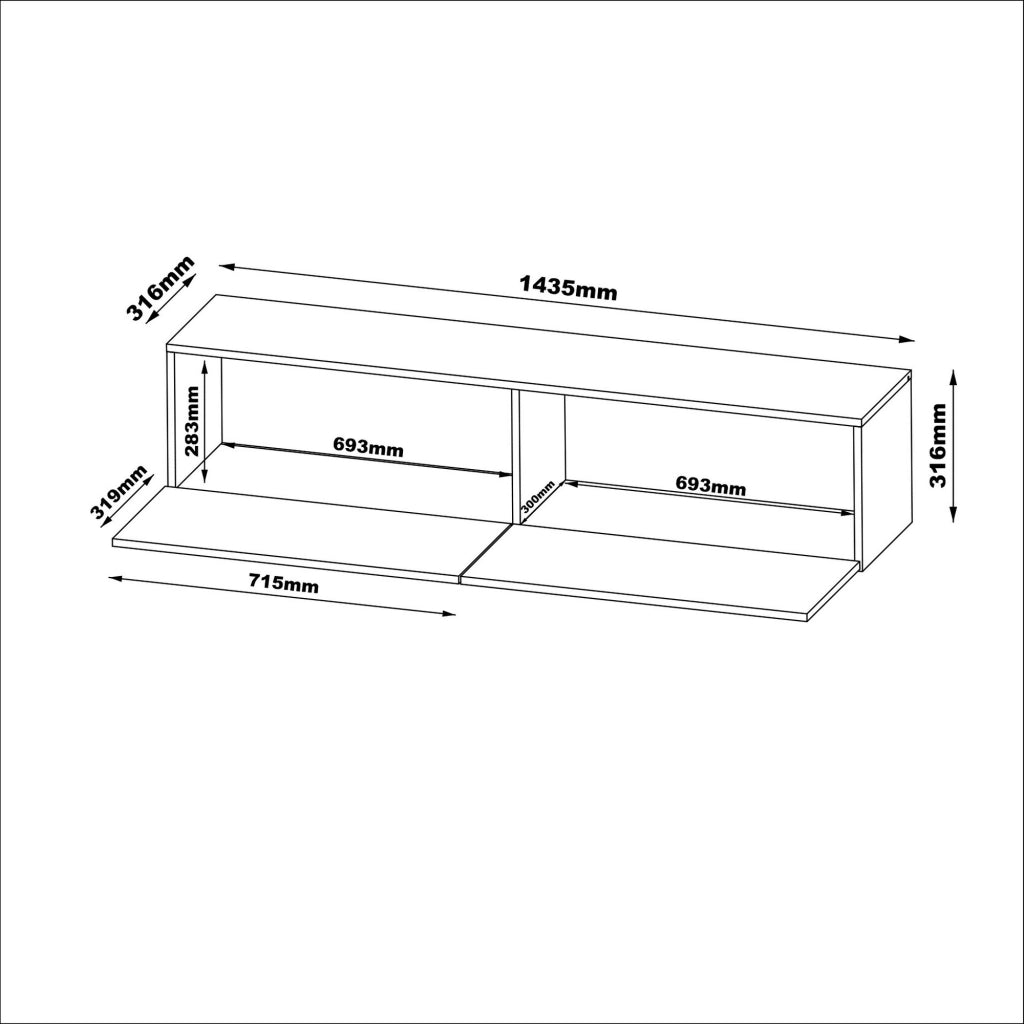 Mocogno, Mobile Porta tv un Ripiano, 144x32x32h cm Beige