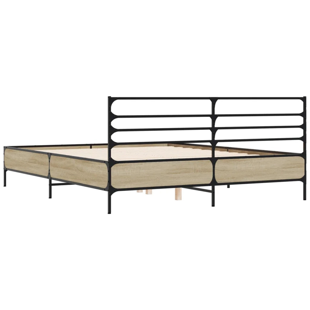 Giroletto-Struttura Letto Rovere Sonoma 160x200 cm in Legno Multistrato Metallo 323910