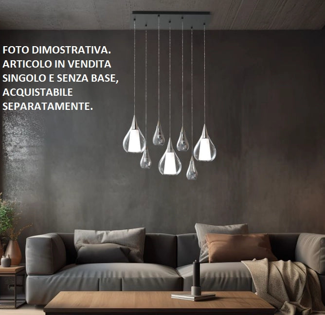 SOSPESI-E27M C Sospensione vetro 1 luce color cristallo attacco E27 diam.20cm senza base