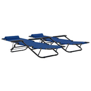 Lettini Prendisole 2 pz | Sdraio da giardino | Lettino da sole Pieghevoli con Poggiagambe Acciaio Blu
