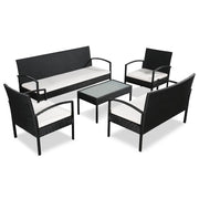 Set Divani da Giardino 5 pz con Cuscini in Polyrattan Nero cod mxl 34571