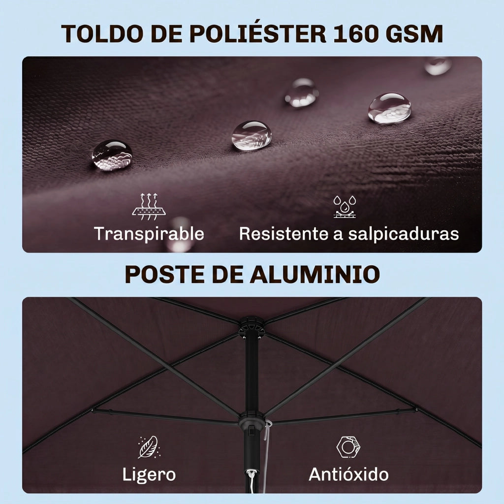 Tenda da sole rettangolare ¨C zephmum ¨C marrone 2x1.3x2.5 m