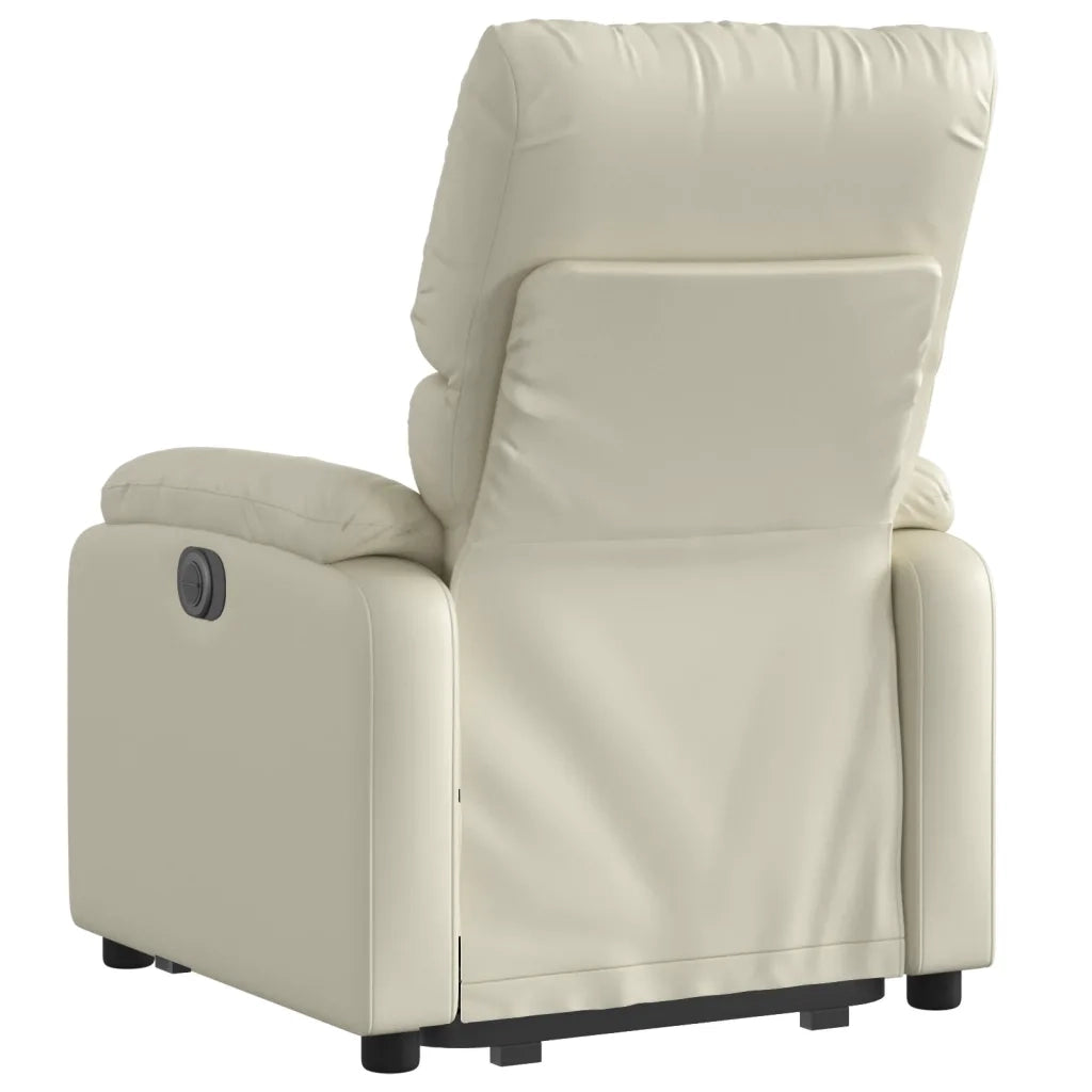 Poltrona Alzapersona Reclinabile Crema in Similpelle