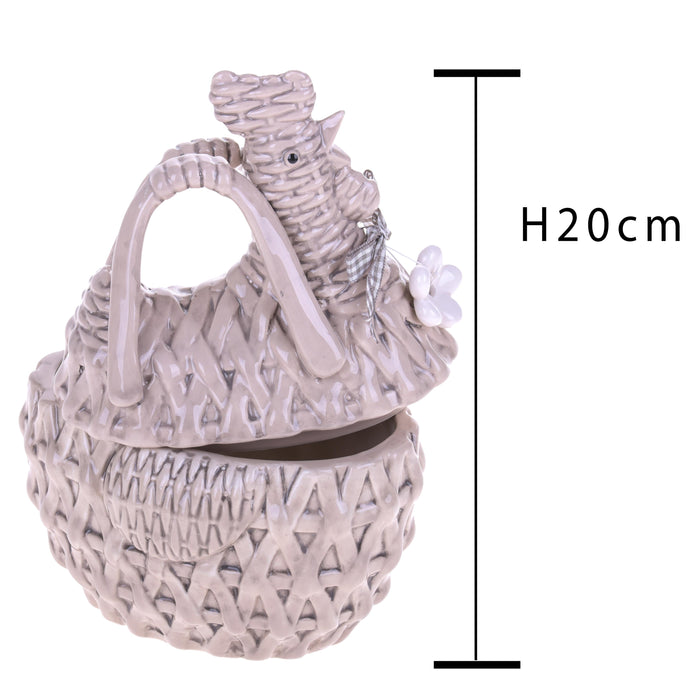 Set 2 Galline Decorative in Ceramica Apribile H 20 cm