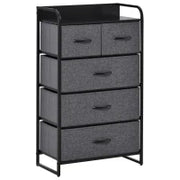 Cassettiera Mobiletto da Rangement 5 cassetti Pieghevoli in Tessuto 58 x 29 x 99 cm Grigio