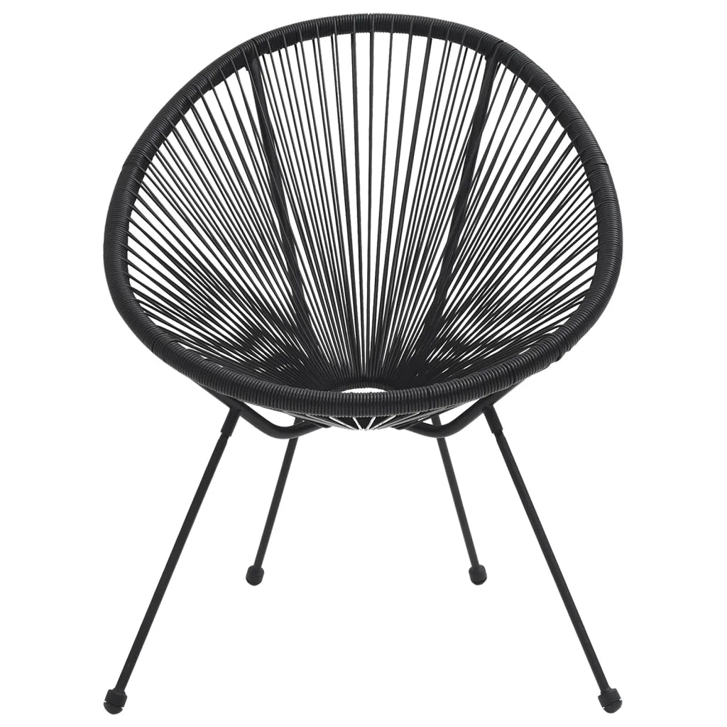 Set da Pranzo per Giardino 3 pz in Rattan PVC Nero cod mxl 35744