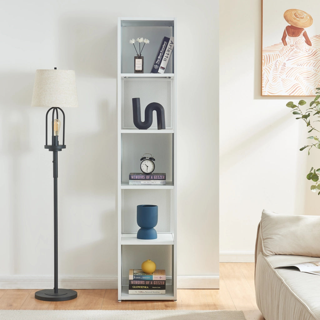Scaffale da Terra Finspång Libreria in Acciaio 185 x 38 x 38 cm - Bianco [en.casa]