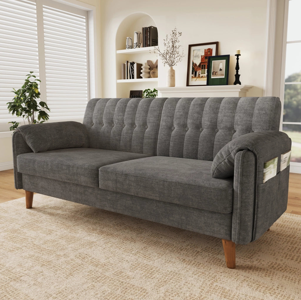 Divano 2 posti modulare in chenille; 161;5 x 79 x 83;5 cm; grigio chiaro
