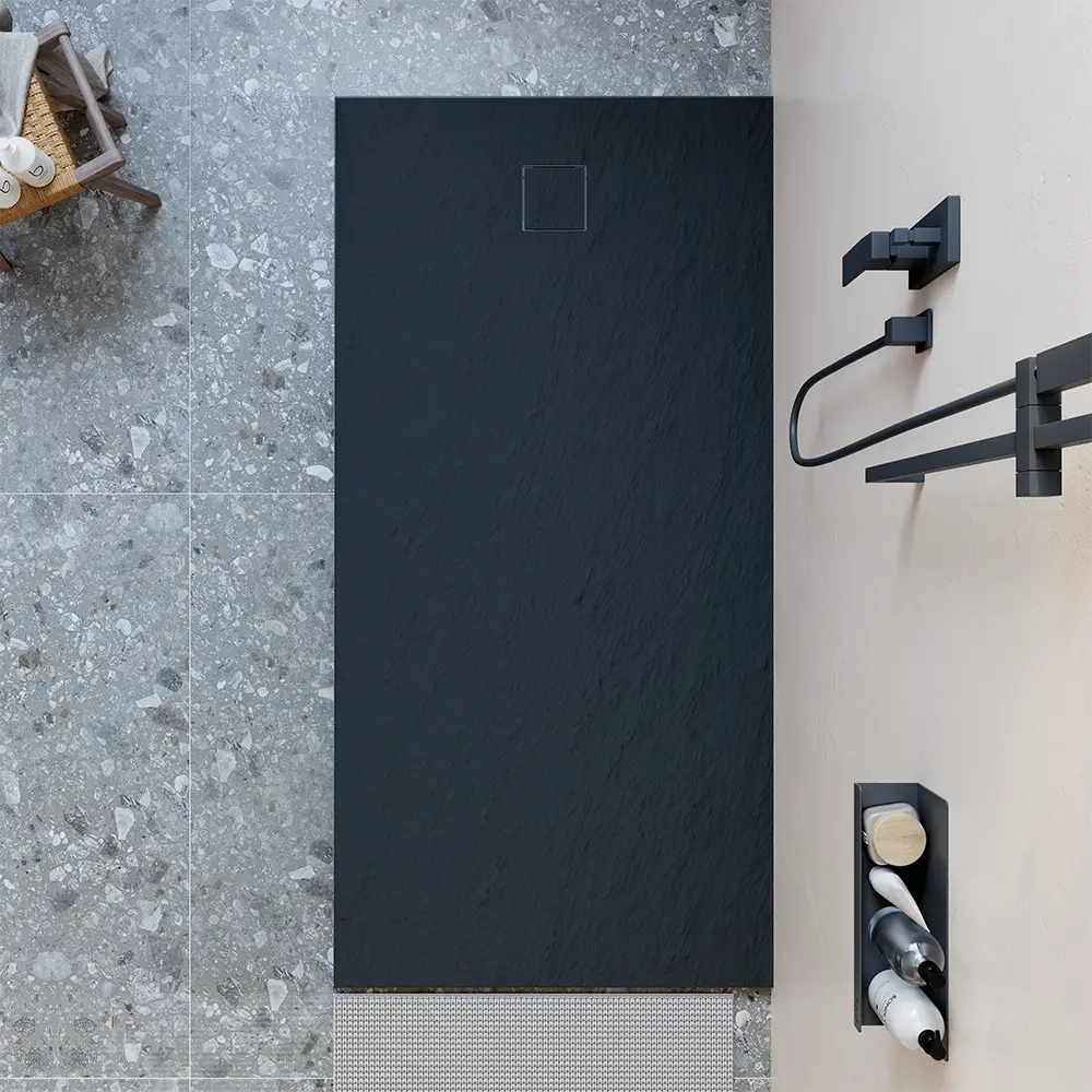 Piatto doccia 80x160 cm colore nero effetto pietra | Samos