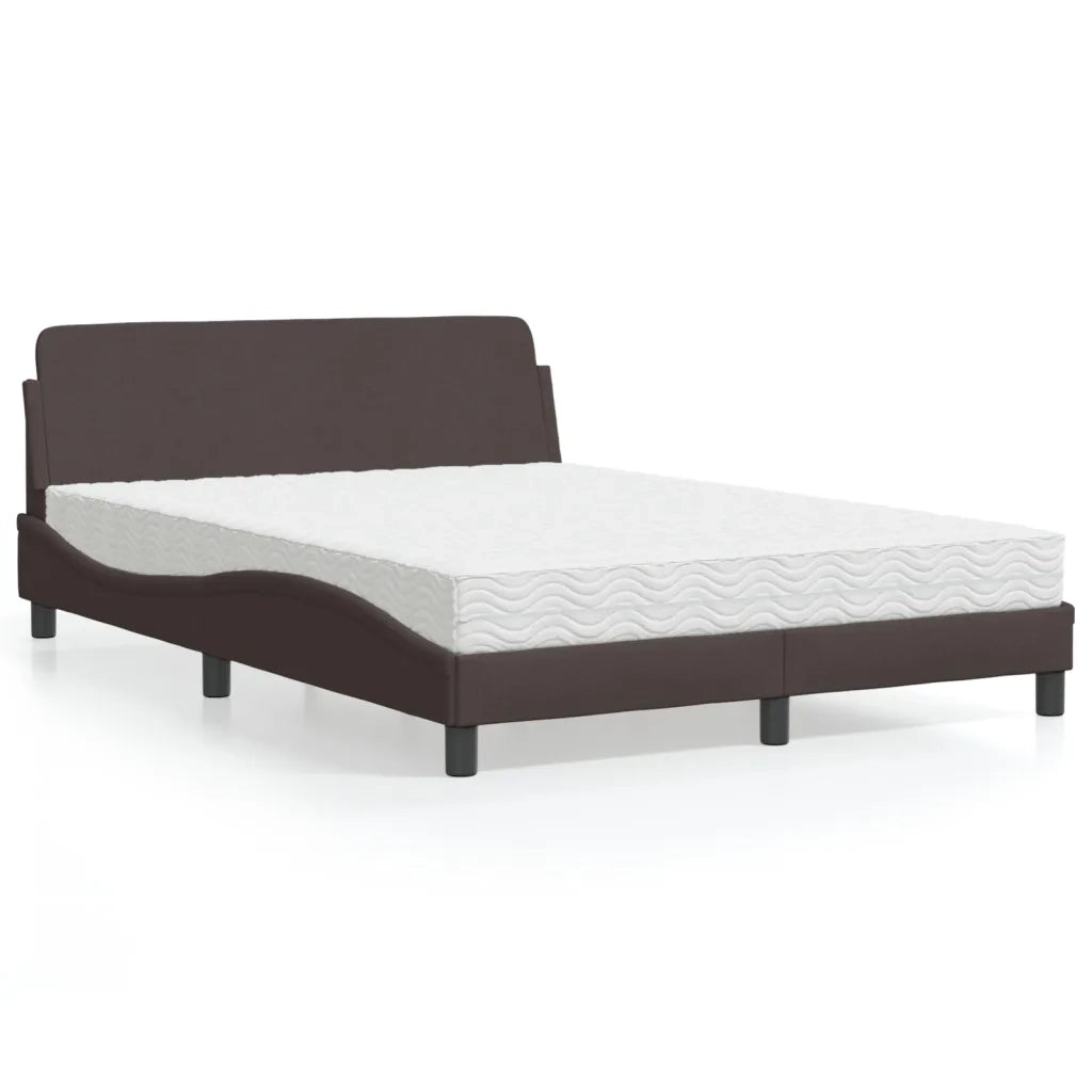 Letto con Materasso Dover Marrone Scuro 140x190cm Tessuto 3208387