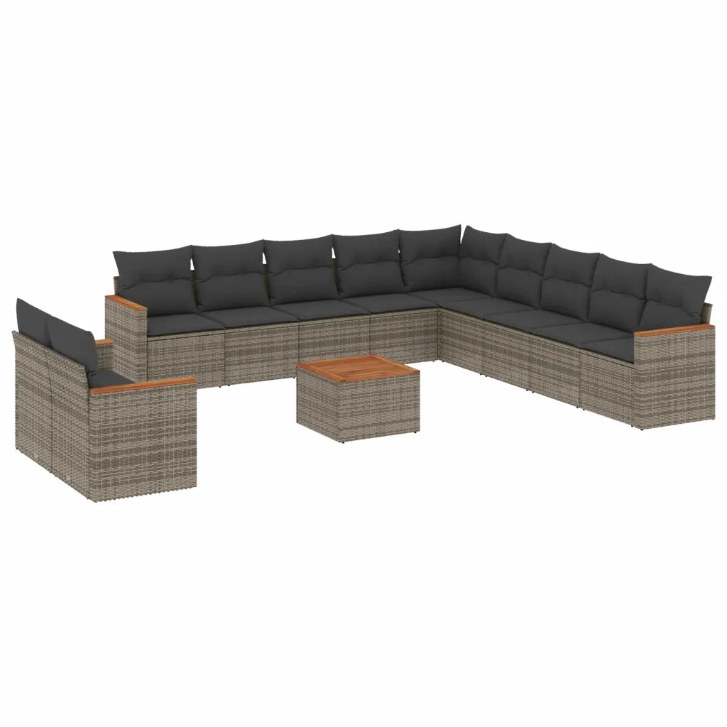 Set Divani da Giardino 12 pz con Cuscini Grigio in Polyrattan 3226137