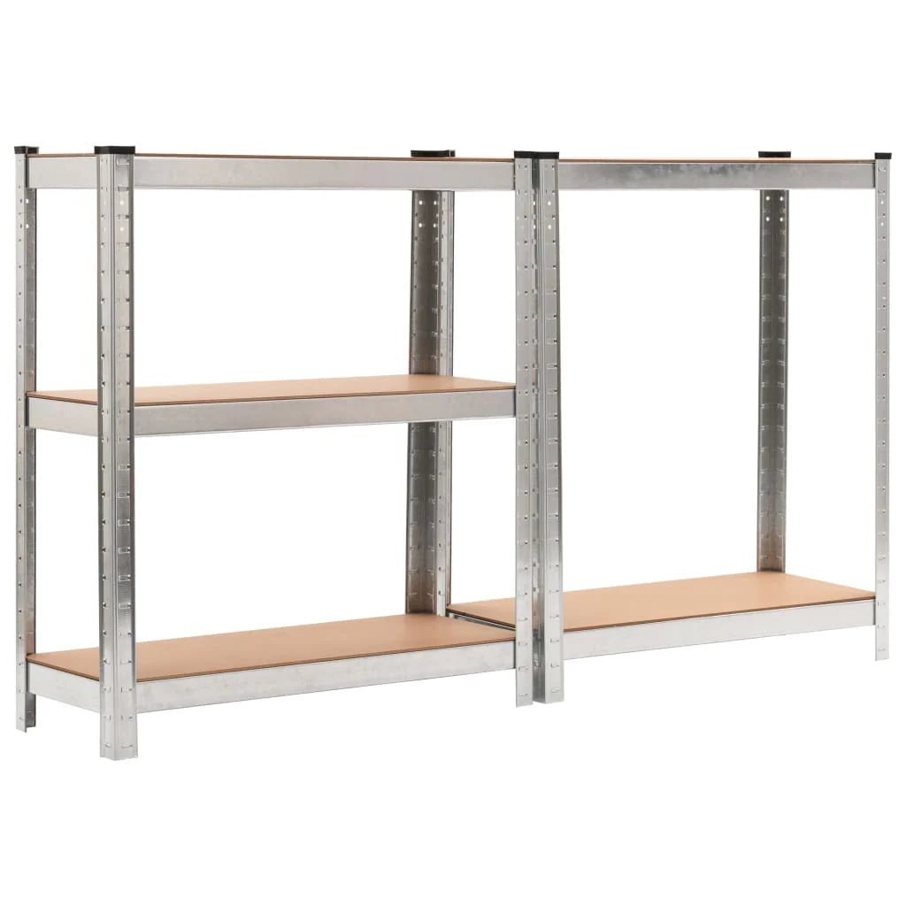 Set di 3 robusti scaffali portaoggetti per attrezzi da officina/garage in acciaio zincato e MDF 172 cm argento 02_0000719