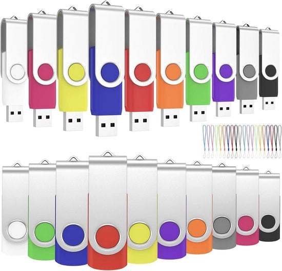 50 pezzi di stick di memoria USB da 1 GB, multicolore, rotativo 360°, memorizzazione dati Plug and Play
