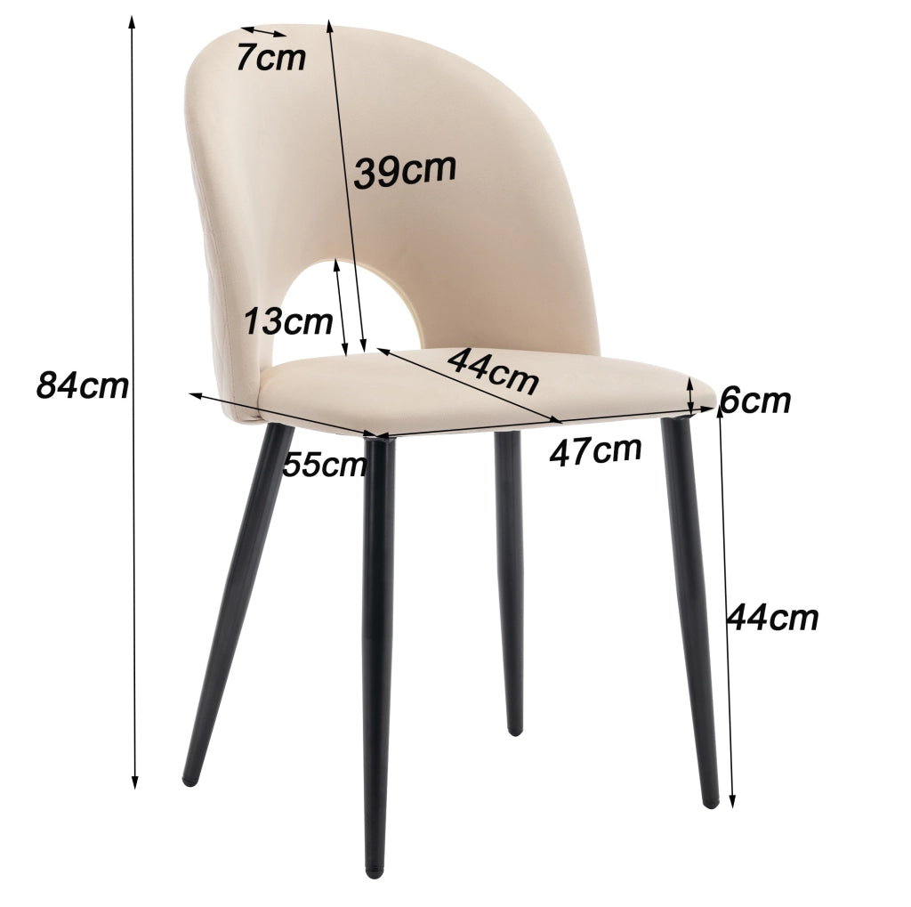 Set da pranzo 5 pezzi 117x68x75 cm con gambe regolabili in velluto beige