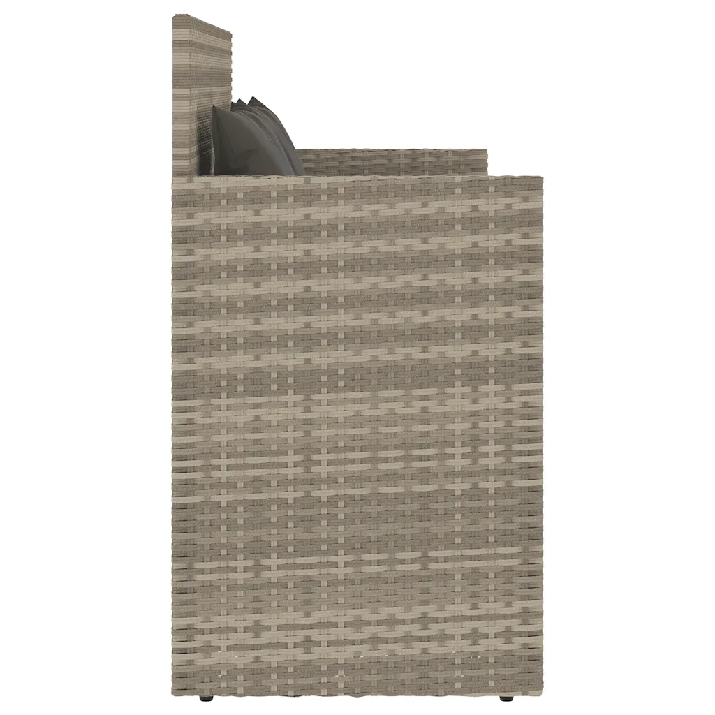 Panca da Giardino con Cuscini-Sgabello-Panca da esterno Grigio Chiaro in Polyrattan 493862