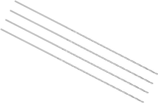 Set di 4 punterelle spiralate extra lunghe da 1 mm in acciaio rapido per legno, plastica, alluminio.