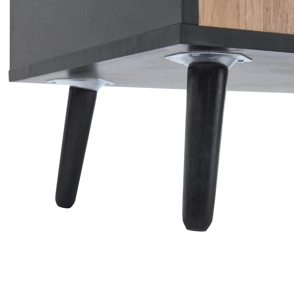 OKWISH Mobile TV con 2 Ante, 1 Cassetto e 1 Vano Aperto, per Soggiorno, 180 x 40 x 46 cm, Nero e Naturale
