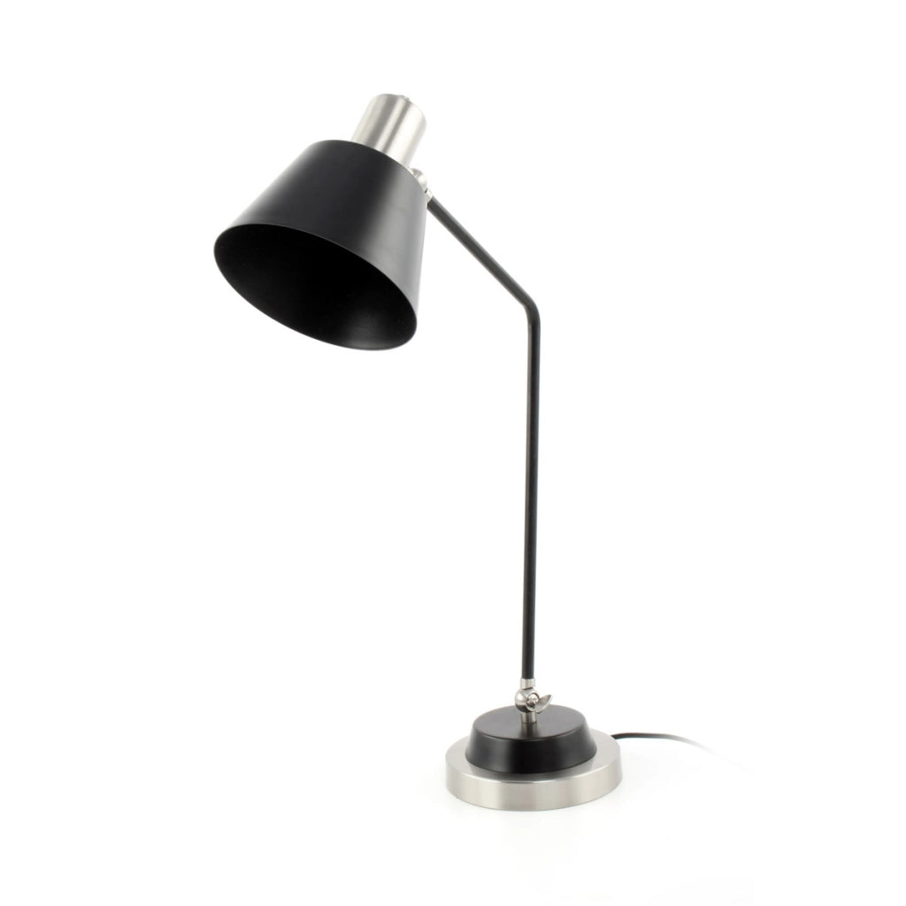 Lampada da tavolo Triumph in metallo nero e argento