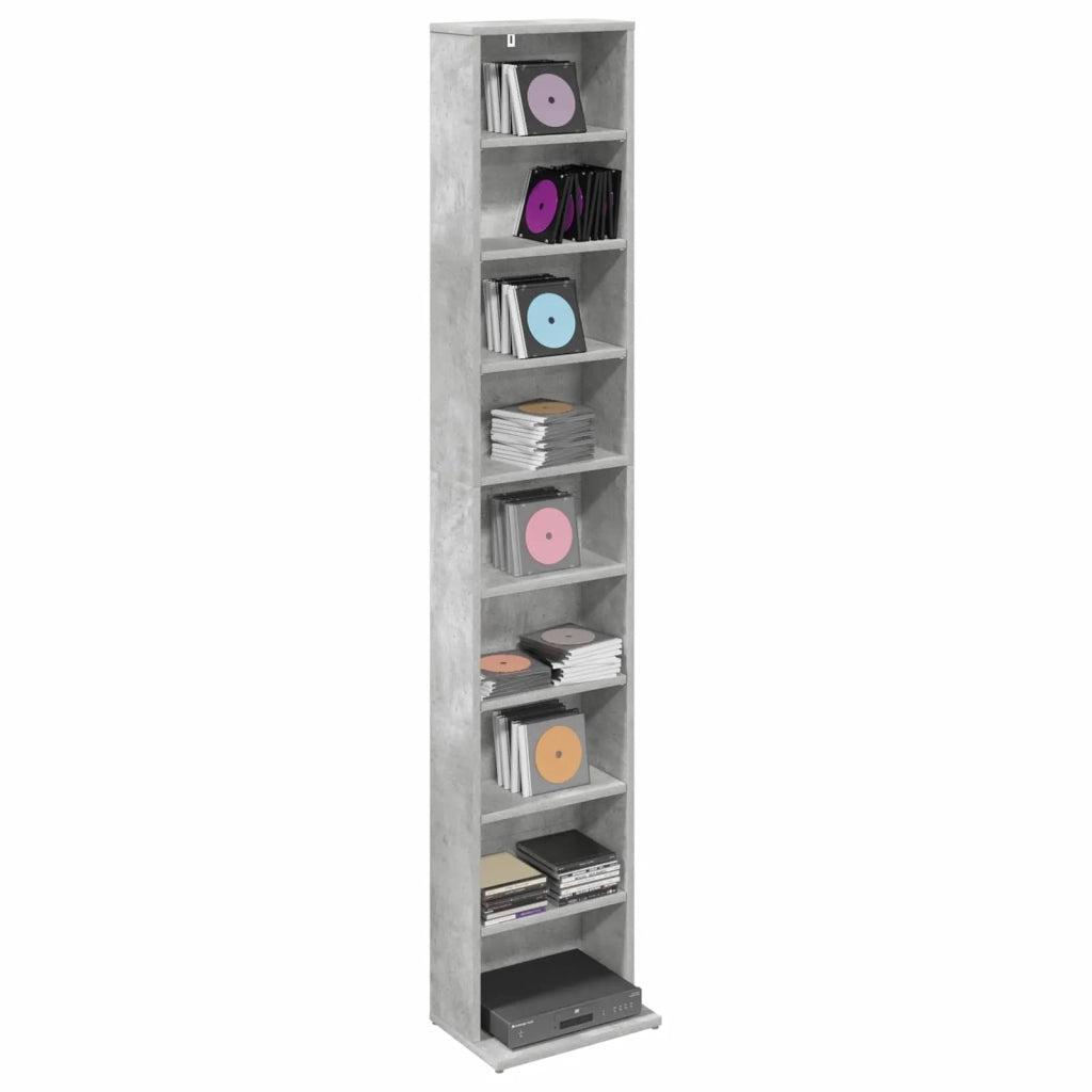 Mobile per CD Grigio Cemento 33 x 23,5 x 175 cm 8012648