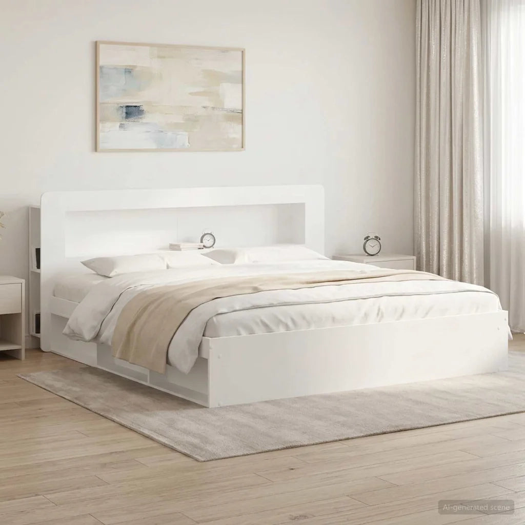 Testata del letto con archiviazione Bianco Legno ingegnerizzato 8001291