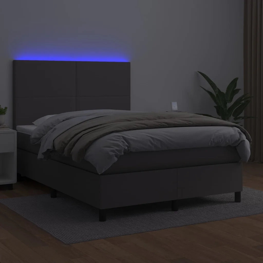 Giroletto Molle con Materasso e LED Grigio 140x190cm Similpelle 3135823