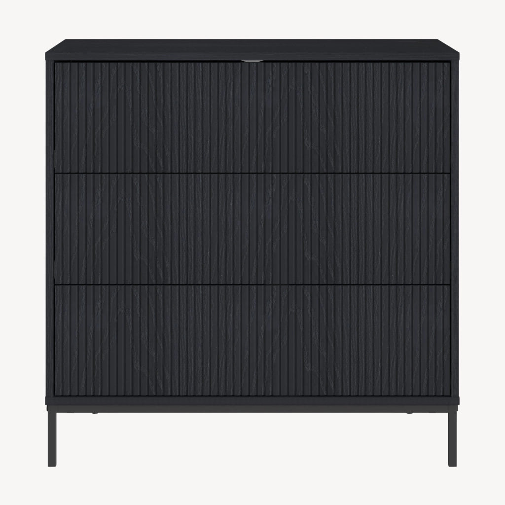 Cassettiera Nykapin Comò a 3 Cassetti 80 x 80 x 40 cm - Nero [en.casa]